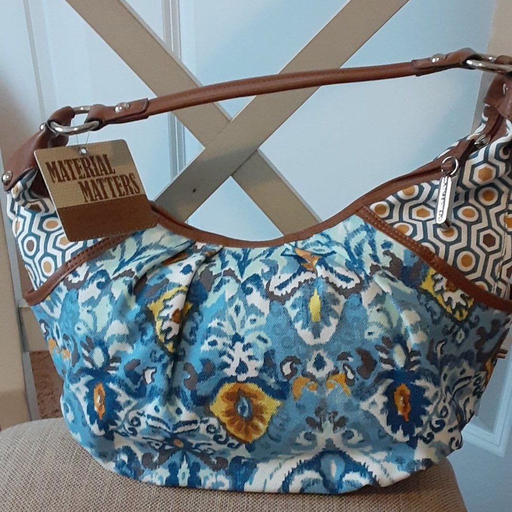 Cotton Dual Pattern Printed Canvas Crescent Hobo